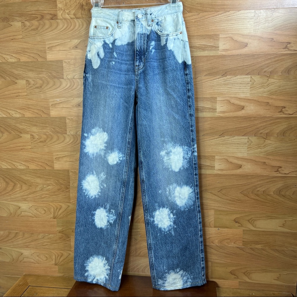 PacSun Size 23 90’s Boyfriend Bleached Dyed Jeans with 5 Pockets & Belt Vintage
